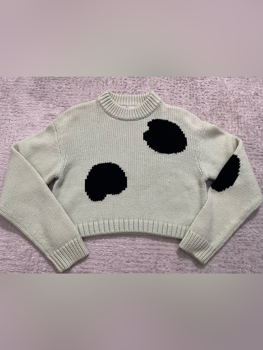 TIBI Wool Blend Cropped Polka Dot Sweater